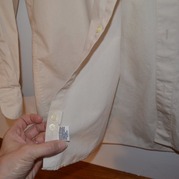 Perry Ellis Portfolio Long Sleeves Dress Shirt Men Cream 16 / 32-33 - Picture 7 of 11